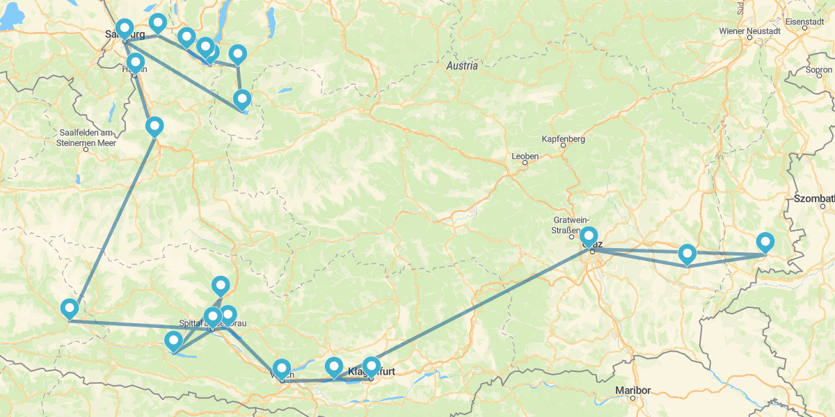 Percorso attraverso i Laghi della Carinzia e di Salzkammergut