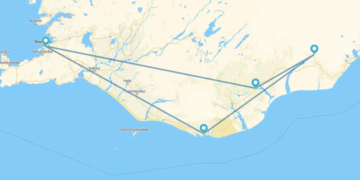 Percorso nel Sud dell'Isola di Ghiaccio