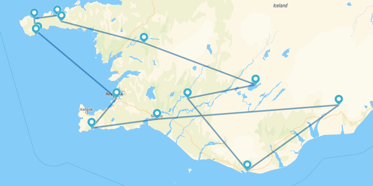 Percorso nel Sud-ovest dell'Isola di Ghiaccio