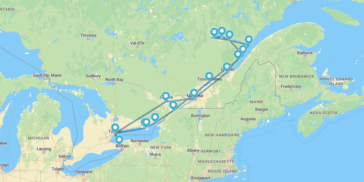 Percorso alla scoperta del Canada Settentrionale e Meridionale