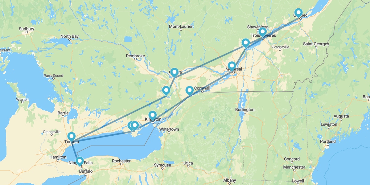 Percorso per il Canada Orientale