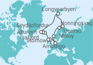 Itinerario della crociera Islanda e Capo Nord - Costa Crociere