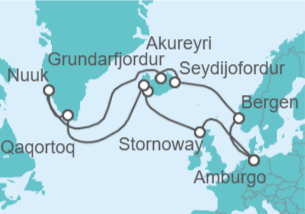 Itinerario della crociera Islanda, Norvegia e Groenlandia - Costa Crociere