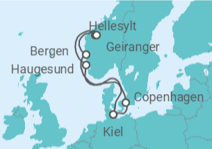 Itinerario della crociera Danimarca, Norvegia - Costa Crociere