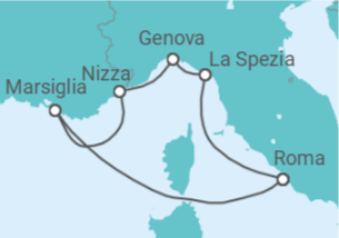 Itinerario della crociera Francia, Italia - Cunard