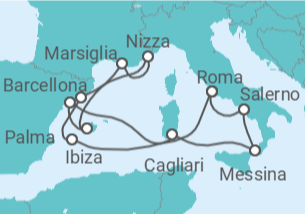 Itinerario della crociera Spagna, Francia, Italia - Cunard