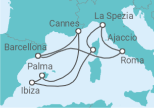 Itinerario della crociera Francia, Spagna, Italia - Virgin Voyages