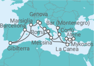 Itinerario della crociera Gibilterra, Francia, Italia, Grecia, Turchia, Montenegro - Princess Cruises