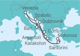 Itinerario della crociera Italia, Croazia, Grecia - Costa Crociere