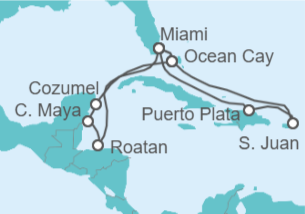 Itinerario della crociera Honduras, Messico, Stati Uniti, Portorico - MSC Crociere