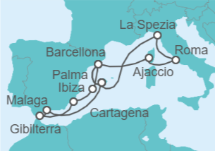 Itinerario della crociera Spagna, Gibilterra, Italia, Francia - AIDA