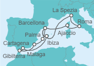 Itinerario della crociera Italia, Francia, Spagna, Gibilterra - AIDA
