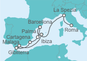 Itinerario della crociera Spagna, Gibilterra, Italia - AIDA