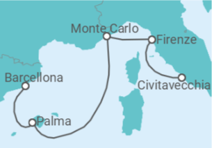 Itinerario della crociera Spagna, Principato di Monaco, Italia - Regent Seven Seas