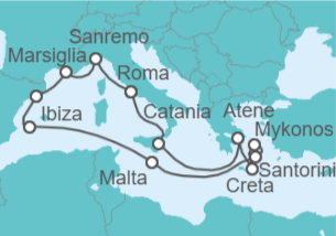 Itinerario della crociera Italia, Grecia, Malta, Spagna, Francia - Costa Crociere
