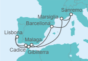 Itinerario della crociera Spagna, Gibilterra, Portogallo, Francia - Costa Crociere