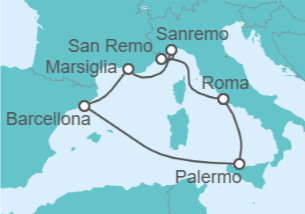 Itinerario della crociera Costa Toscana a Sanremo - Crociera Evento
- Costa Crociere