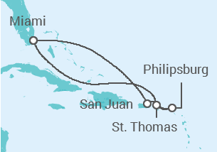 Itinerario della crociera Portorico, Sint Maarten, Isole Vergini statunitensi - Carnival Cruise Line