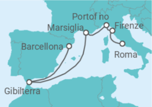 Itinerario della crociera Italia, Francia, Gibilterra - Holland America Line