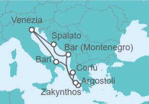 Itinerario della crociera Italia, Grecia, Croazia - Costa Crociere