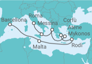 Itinerario della crociera Italia, Grecia, Spagna - Disney Cruise Line