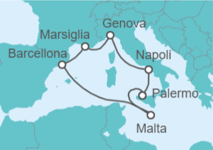 Itinerario della crociera Spagna, Francia, Italia - MSC Crociere