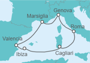 Itinerario della crociera Spagna, Italia - MSC Crociere