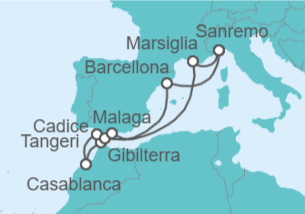 Itinerario della crociera Spagna, Marocco, Gibilterra, Francia - Costa Crociere