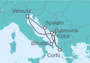 Itinerario della crociera Italia, Croazia, Grecia, Montenegro - MSC Crociere