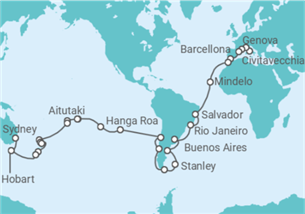 Itinerario della crociera Giro del Mondo - MSC Crociere