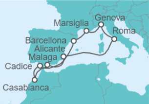 Itinerario della crociera Francia, Spagna, Marocco, Italia - MSC Crociere