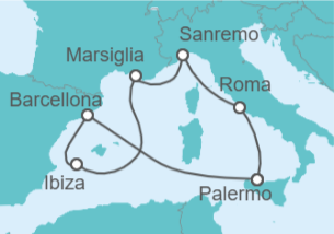 Itinerario della crociera Francia, Spagna, Italia - Costa Crociere