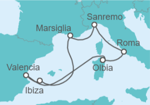 Itinerario della crociera Italia, Francia, Spagna - Costa Crociere