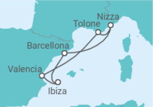 Itinerario della crociera Francia, Spagna - Virgin Voyages