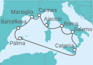 Itinerario della crociera Francia, Italia, Spagna - Virgin Voyages