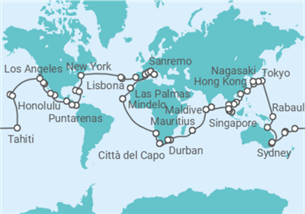 Itinerario della crociera Giro del Mondo - Costa Crociere