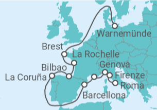 Itinerario della crociera Italia, Francia, Spagna - MSC Crociere
