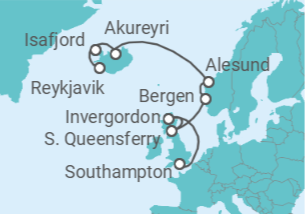 Itinerario della crociera Regno Unito, Norvegia, Islanda - NCL Norwegian Cruise Line