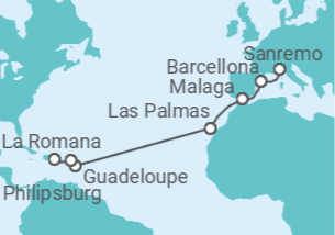 Itinerario della crociera Spagna, Guadalupa, Sint Maarten - Costa Crociere