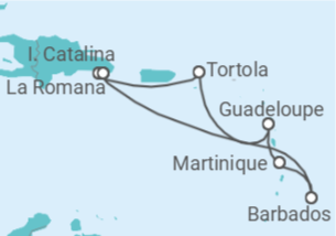 Itinerario della crociera Barbados, Martinica, Guadalupa, Isole Vergini britanniche - Con volo - MSC Crociere