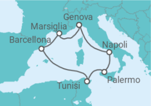 Itinerario della crociera Francia, Italia, Tunisia Bevande Incluse - MSC Crociere