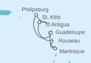 Itinerario della crociera Guadalupa, Sint Maarten, Antigua E Barbuda, Saint Kitts e Nevis - con volo - MSC Crociere