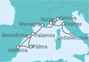Itinerario della crociera Spagna, Francia, Italia - Explora Journeys