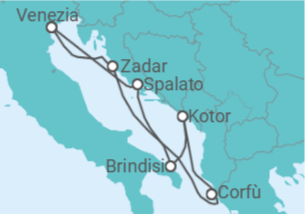 Itinerario della crociera Croazia, Italia, Grecia, Montenegro - MSC Crociere