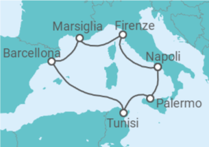 Itinerario della crociera Francia, Spagna, Tunisia, Italia - MSC Crociere