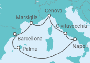 Itinerario della crociera Italia, Francia, Spagna - Costa Crociere