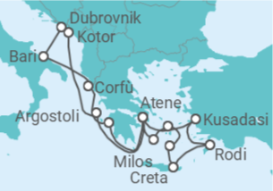 Itinerario della crociera Turchia, Grecia, Montenegro, Croazia, Italia - Celestyal Cruises