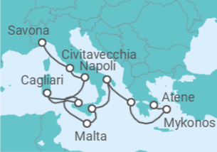 Itinerario della crociera Da Savona a Pireo (Atene) Bevande Incluse - Costa Crociere