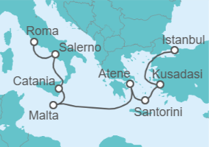 Itinerario della crociera Italia, Malta, Grecia, Turchia - NCL Norwegian Cruise Line