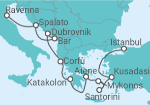 Itinerario della crociera Da Istanbul (Turchia) a Ravenna - NCL Norwegian Cruise Line
